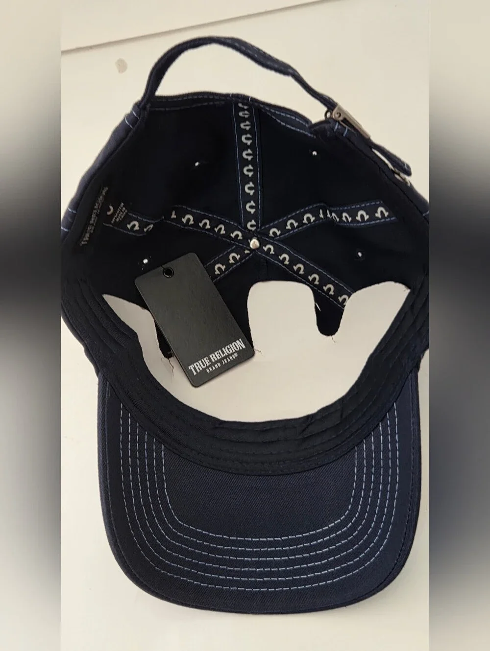 True Religion Blue Embroidered Brand Jeans Logo Adjustable Baseball Cap One Size